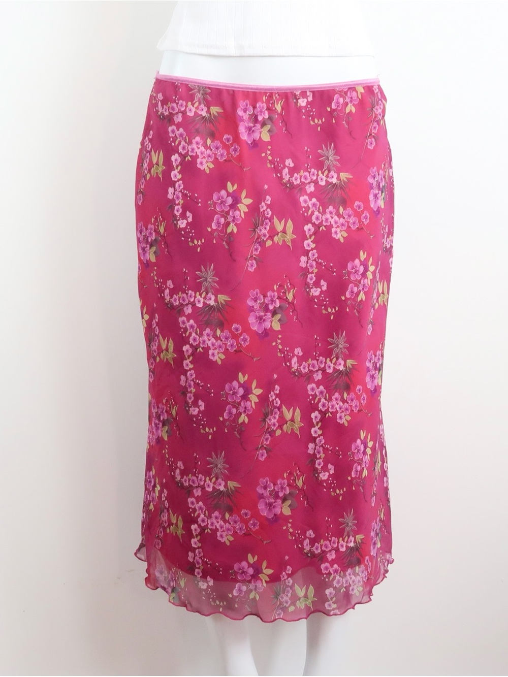 Y2k 2000s floral Pink Midi Skirt